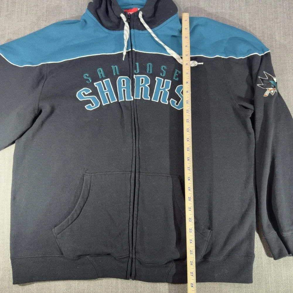 San Jose Sharks Hoodie Mens XL Black NHL Hockey Reebok Full Zip Sweatshirt